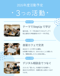 【今年度の活動予定】デジステ笹賀は3つの活動で楽しく学びます